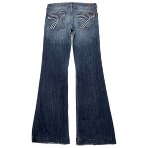 7 For All Mankind Dojo 30X32.5 Long Flare Stretch Blue Jeans